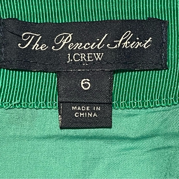 J. Crew Pencil Skirt Size 6 Green Blue Flowers Preowned - Picture 3 of 7